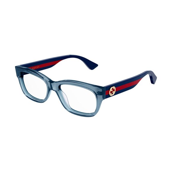 NEW GUCCI SQUARE EYEGLASSES GUCCI GG0278O 017 BLUE CLEAR EYEWEAR - Picture 1 of 3